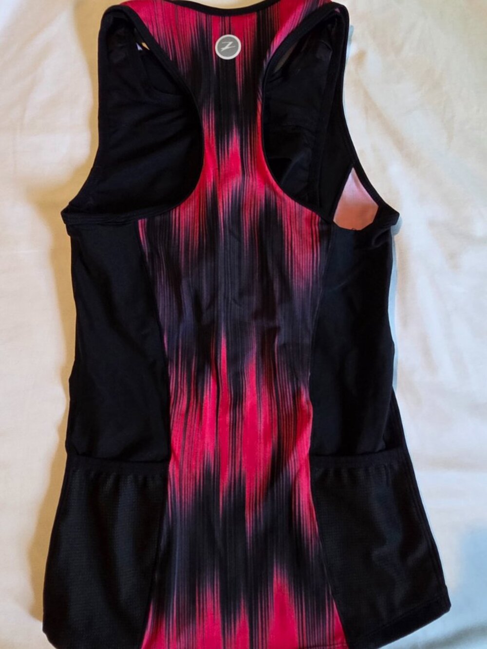 Zoot Performance Tri Tank Top Women’s Small Black with Pink 1/2 Zip Built In Bra - Picture 3 of 5